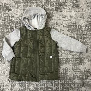 TOMMY BAHAMA KIDS BOY Toddler QUILTED Hooded Green Olive Cotton JACKET 3T